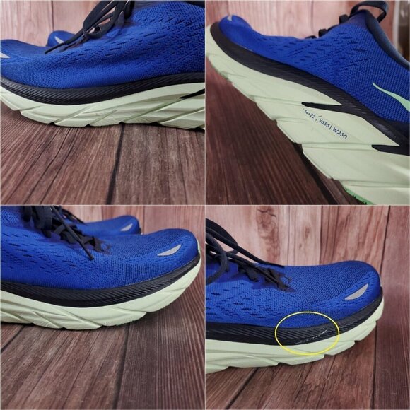 *READ* Hoka One One Clifton 8 Mens Size 10.5 D Running Shoes Blue 1119393 DBOS - Picture 2 of 15